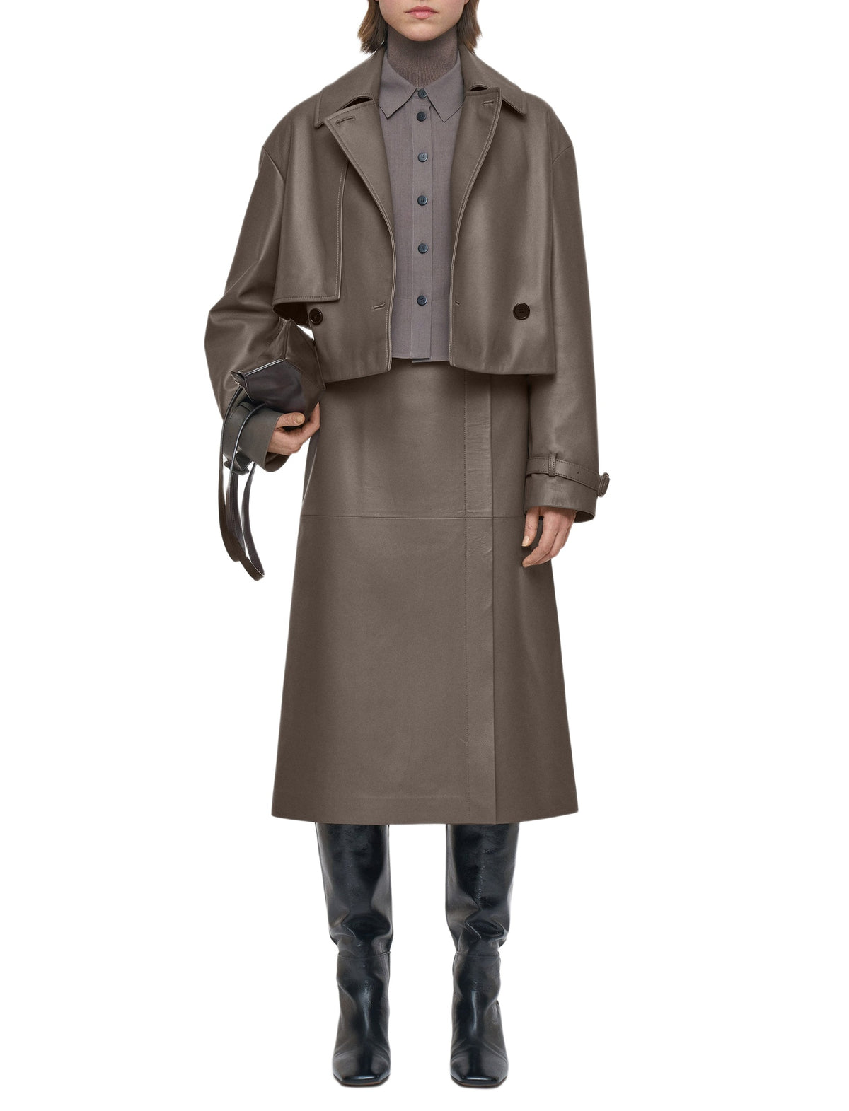 Blaise leather coat - Mushroom