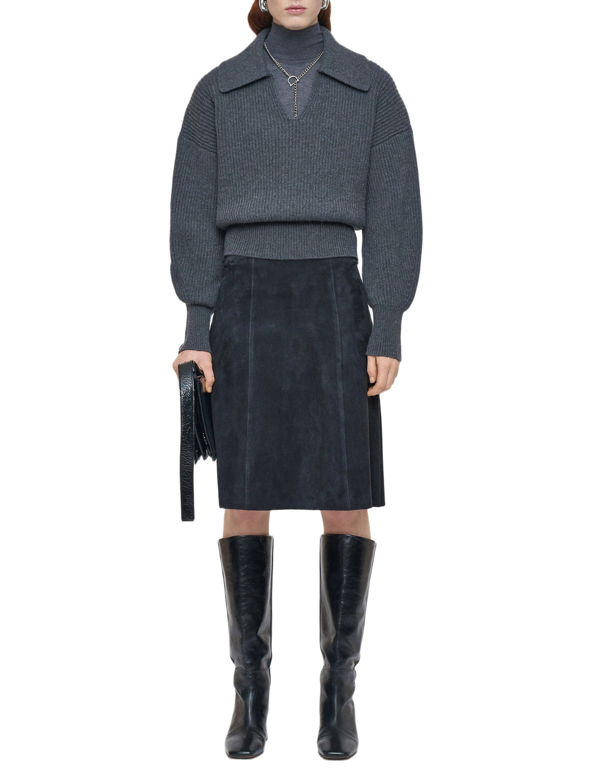 Jupe courte Nicole en cuir - Smoke