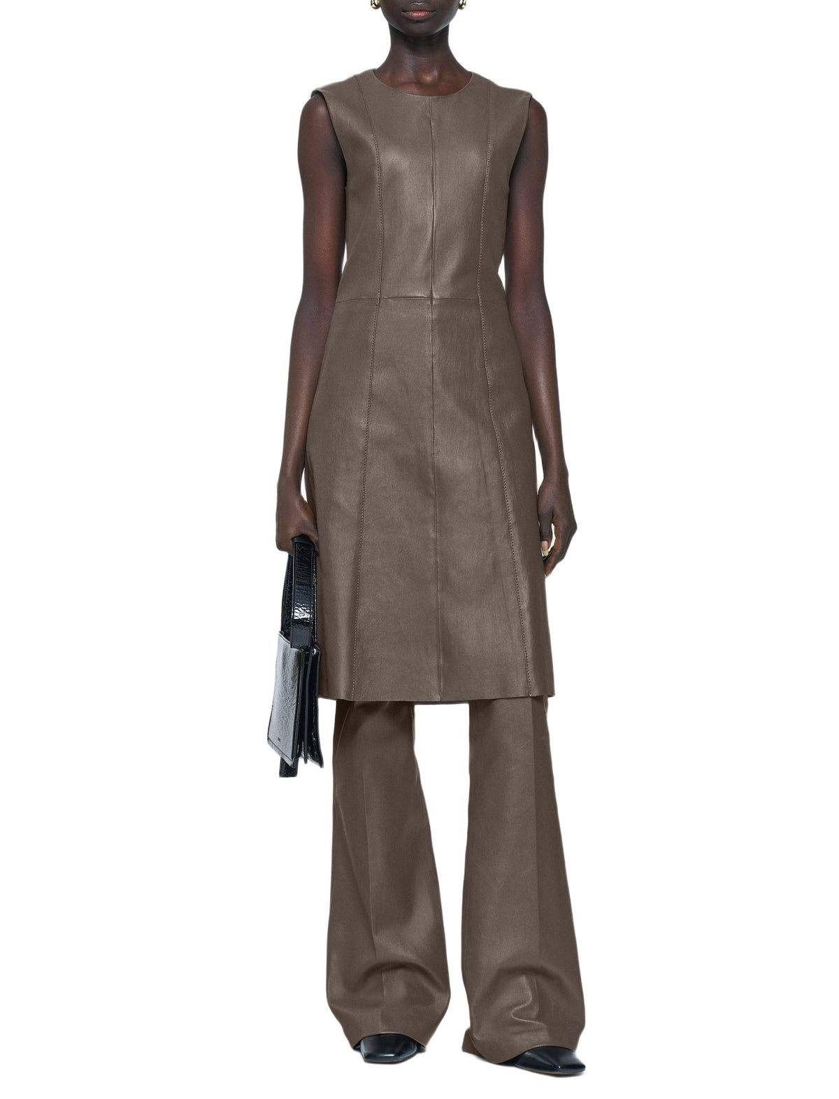 Robe courte Heidi en cuir - Mushroom