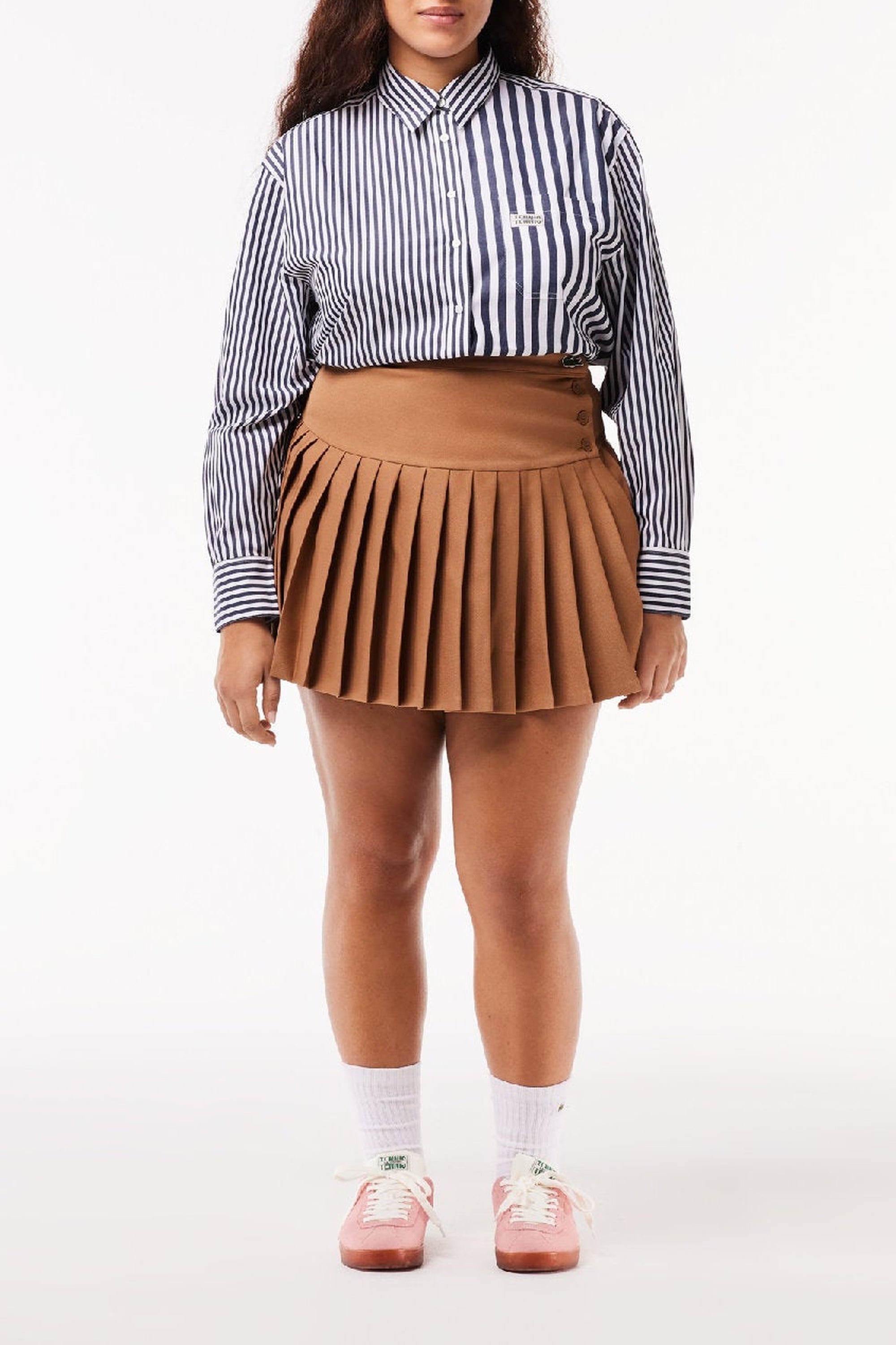 Jupe courte plissée avec boutons à la taille - Cookie