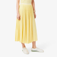 Jupe longue plissée à taille élastiquée - Jaune