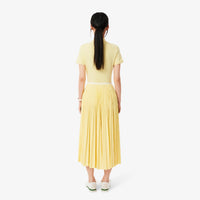 Jupe longue plissée à taille élastiquée - Jaune