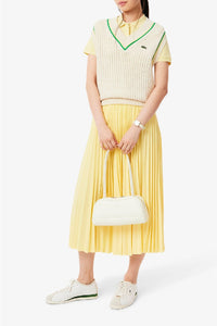 Jupe longue plissée à taille élastiquée - Jaune