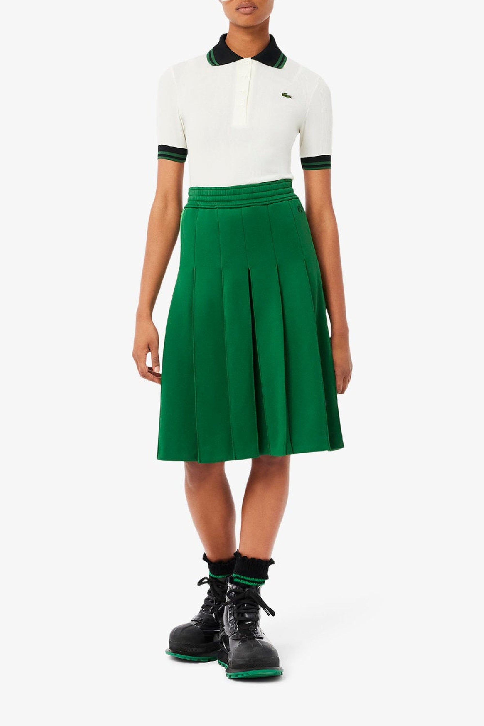 Jupe plissée en maille - Vert