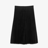 Jupe plissée fluide à taille élastiquée en piqué - Noir
