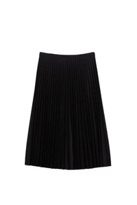 Jupe plissée fluide à taille élastiquée en piqué - Noir