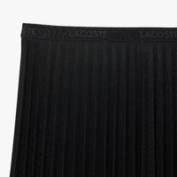 Jupe plissée fluide à taille élastiquée en piqué - Noir