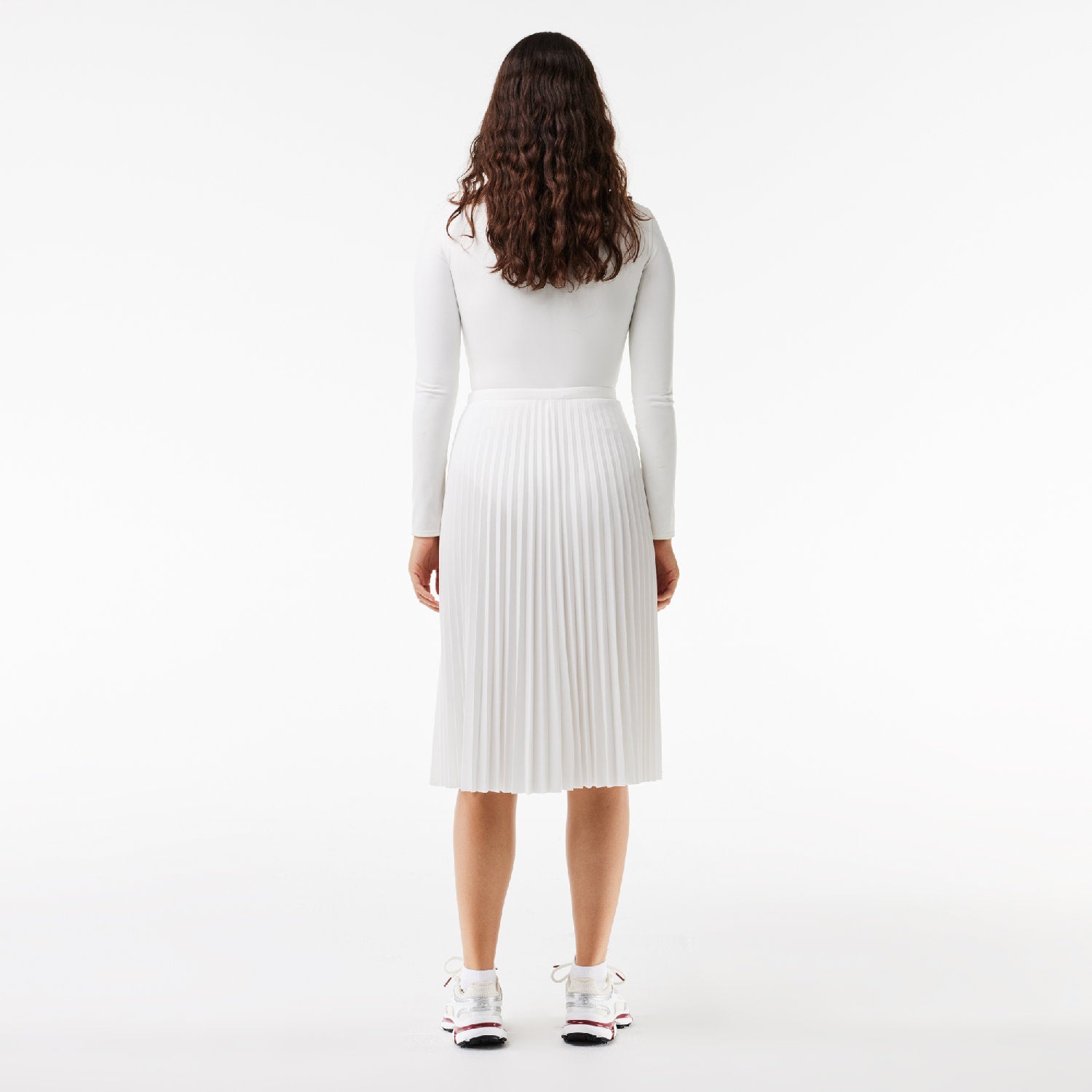 Jupe plissée fluide à taille élastiquée en piqué - Farine