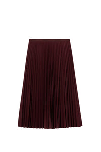 ZDOUBLON_Fluid pleated skirt with elasticated piqué waistband - Expresso