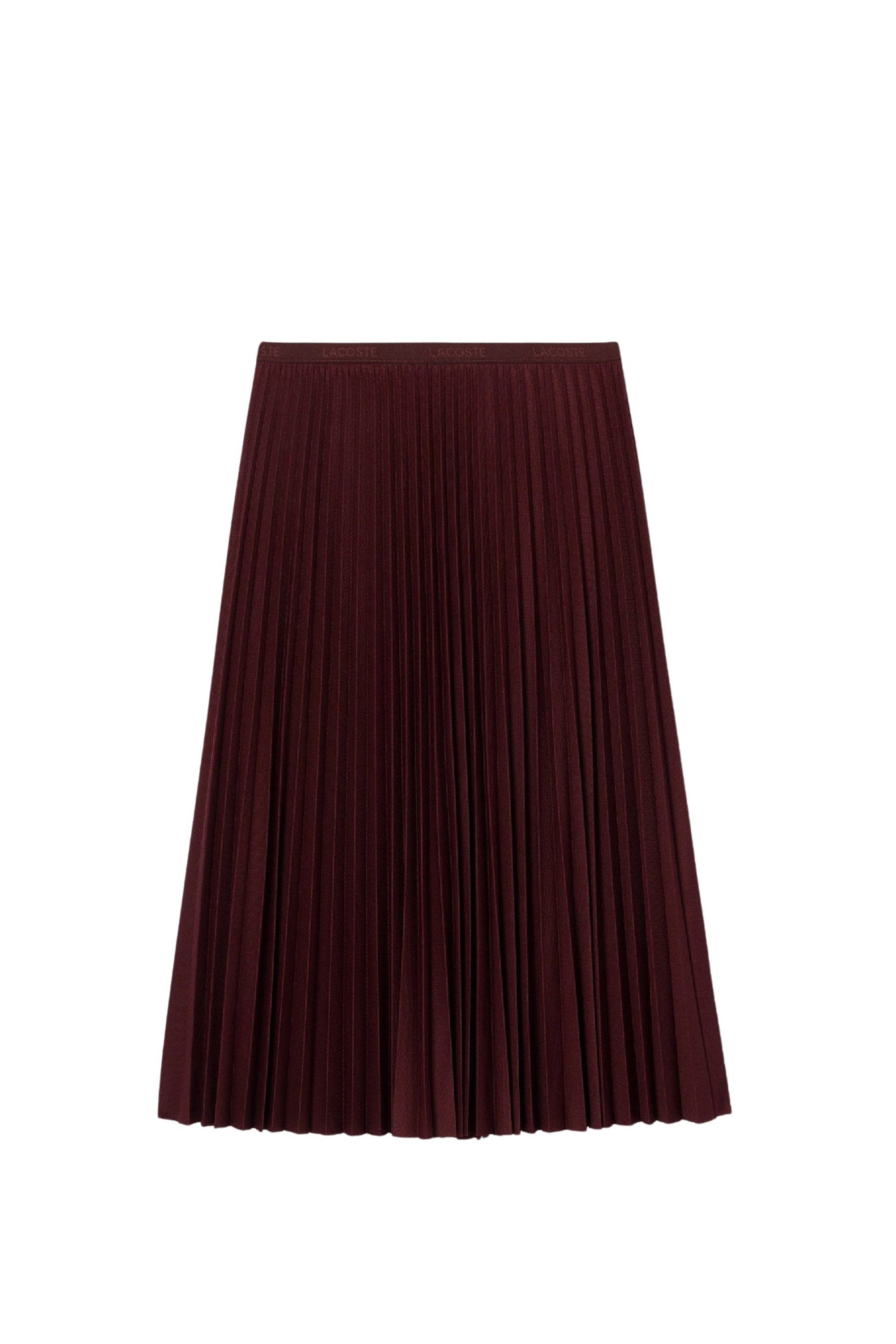 ZDOUBLON_Fluid pleated skirt with elasticated piqué waistband - Expresso