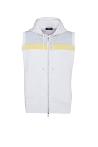 Sweat à capuche rayé en soie mélangée - Blanc