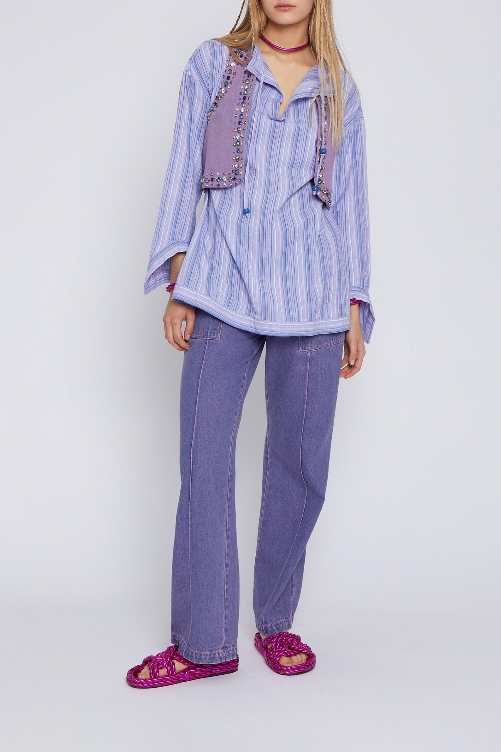 Blouse Jimmy à manches longues - Blue