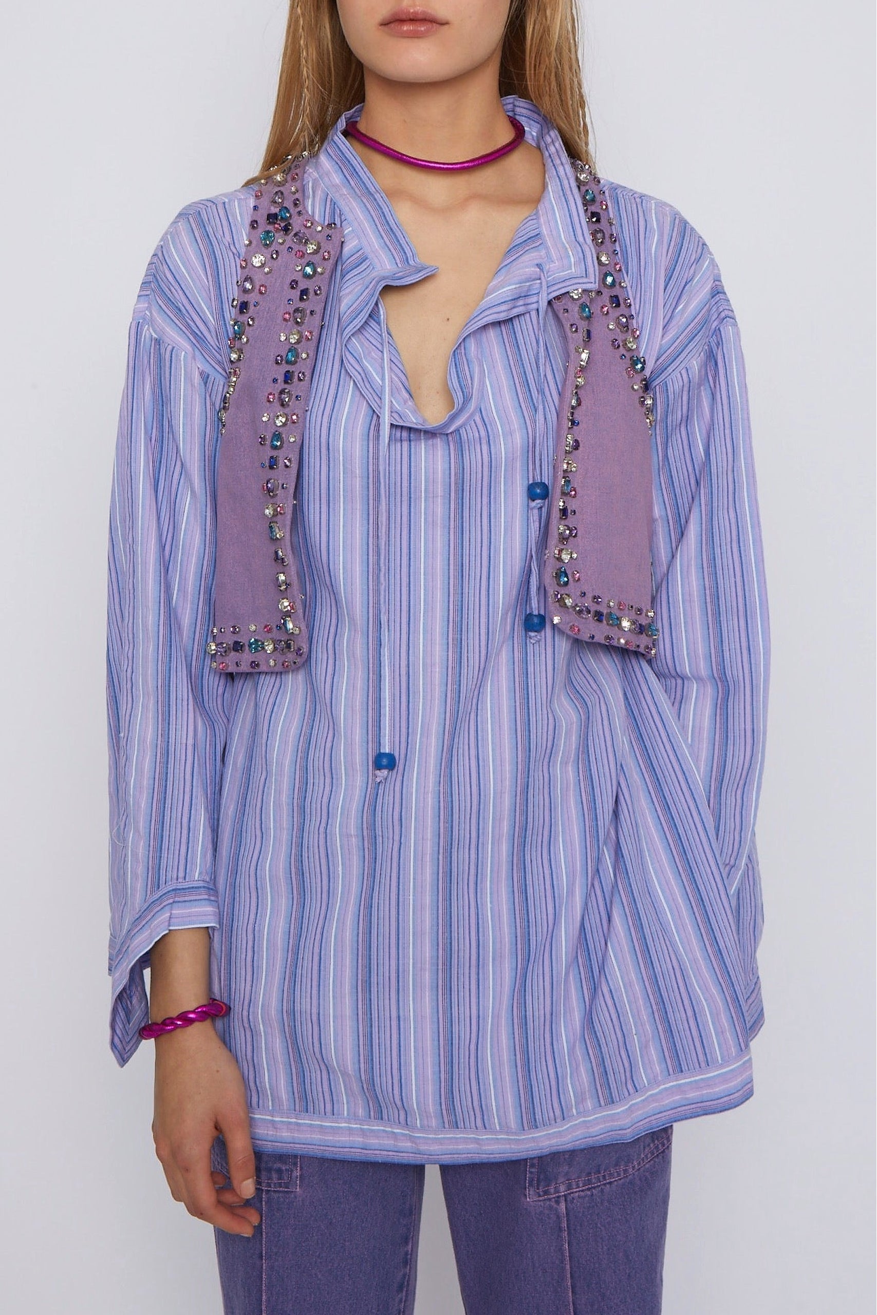 Blouse Jimmy à manches longues - Blue