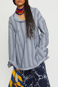 Blouse Jimmy rayée à manches longues - Blue