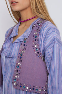 Blouse Jimmy à manches longues - Blue