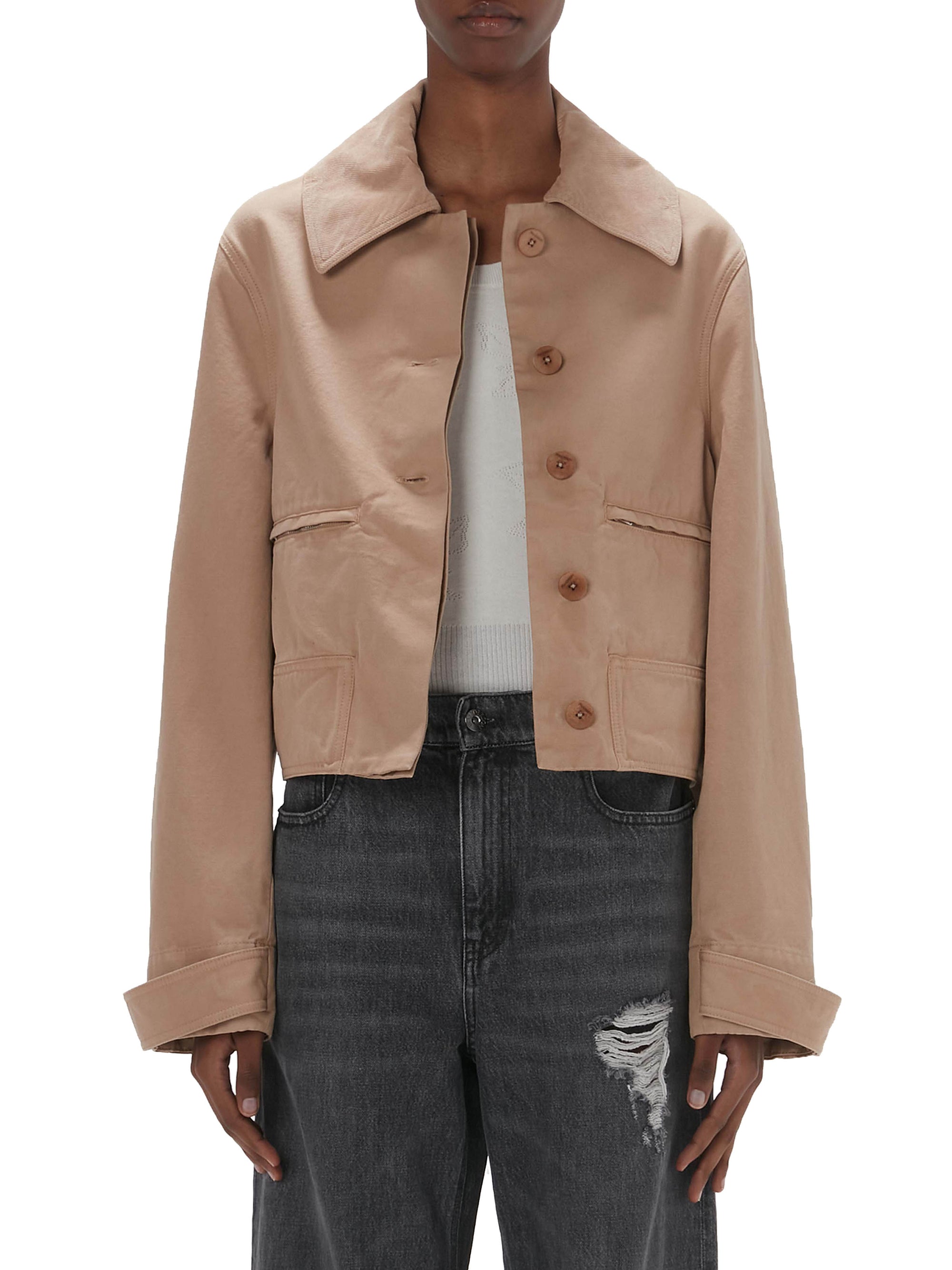 Veste courte à col chemise - Cream