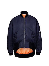 Veste Bomber À Ourlets Courbés Surdimensionnée - Navy
