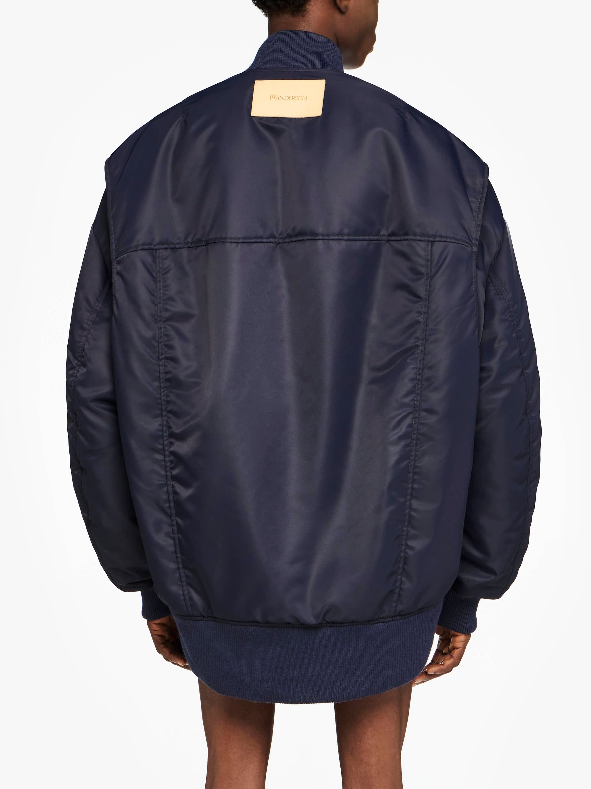 Veste Bomber À Ourlets Courbés Surdimensionnée - Navy