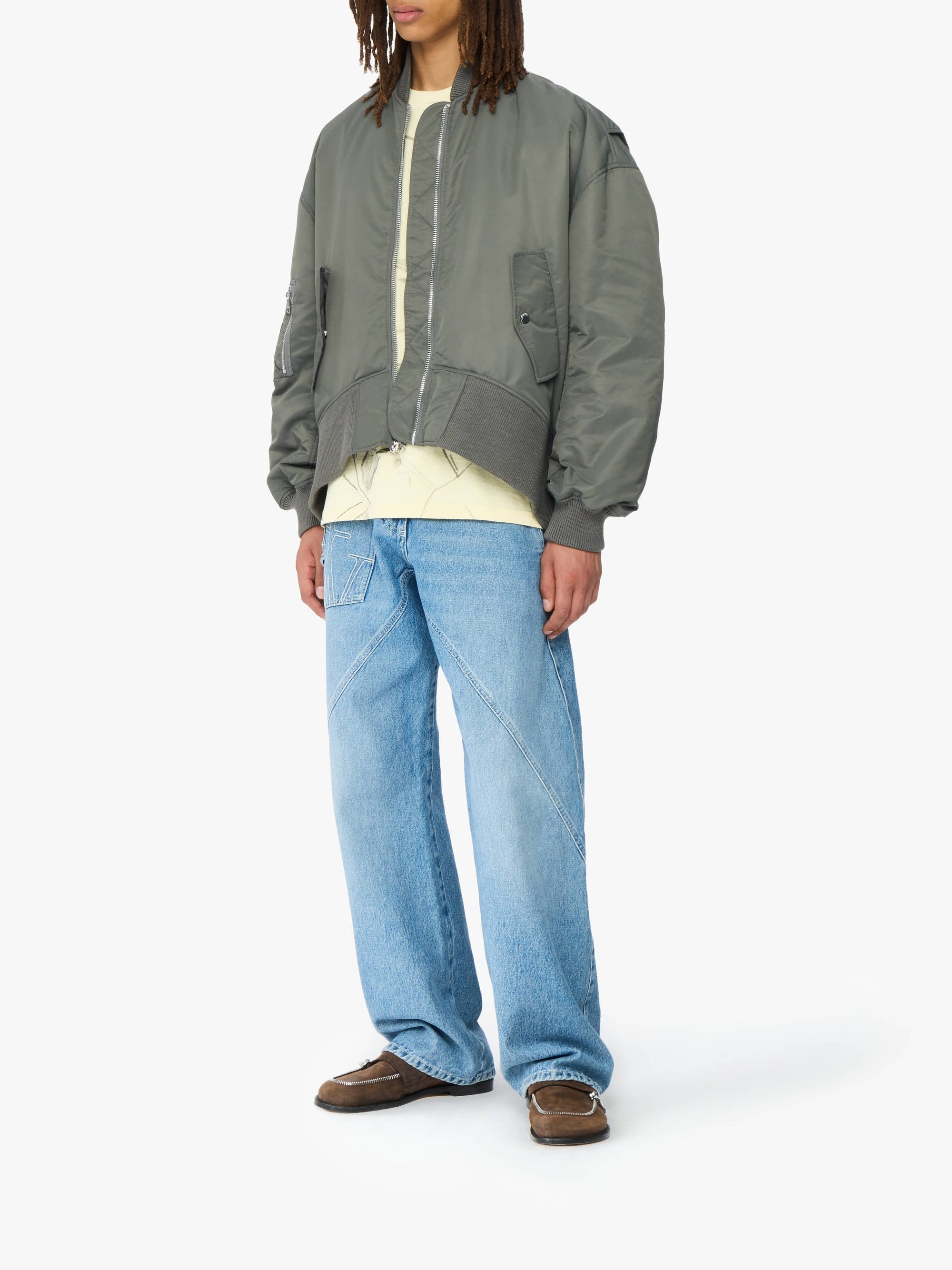 Veste Bomber À Ourlets Courbés Surdimensionnée - Steel