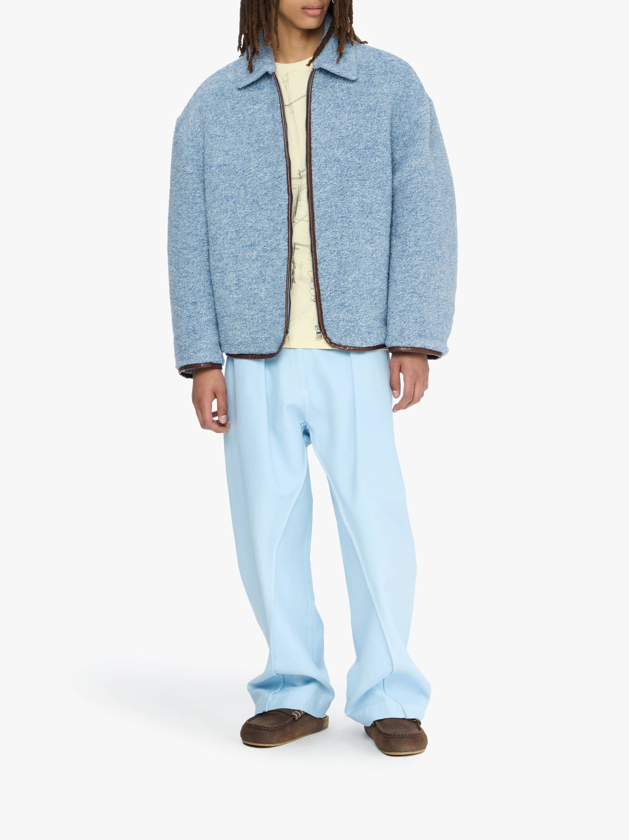 Veste Casual À Bordures Contrastées - Blue Melange