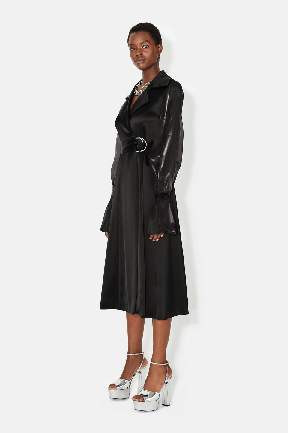 Organza Trench Dress - Black