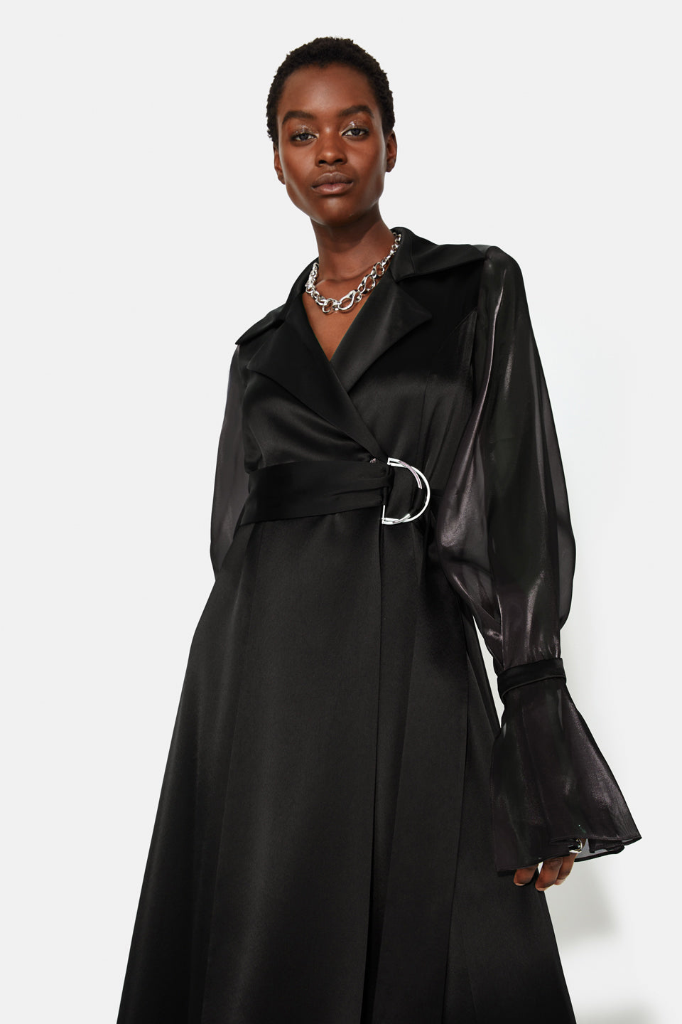 Organza Trench Dress - Black
