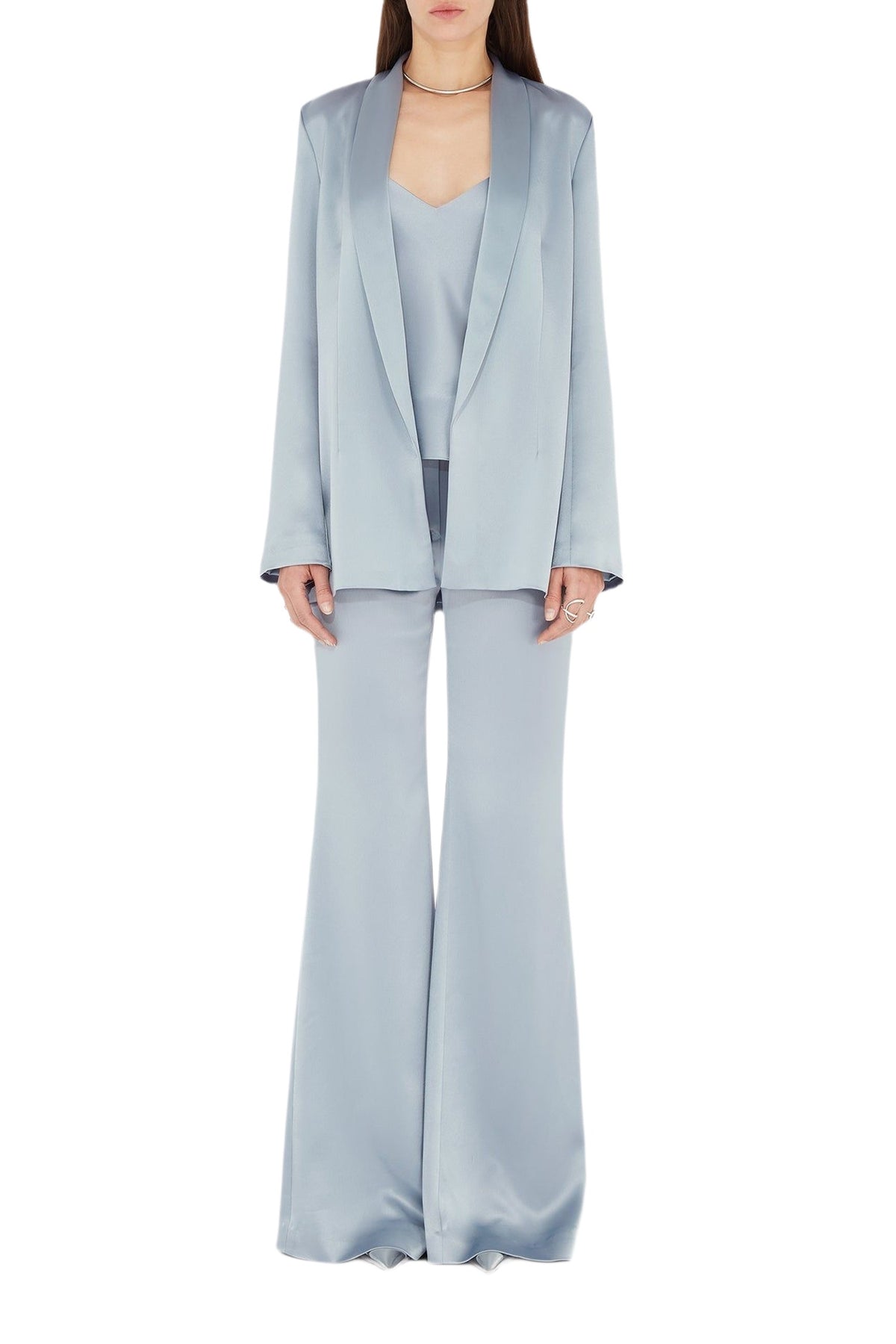 Julianne Satin Blazer - Dove Blue