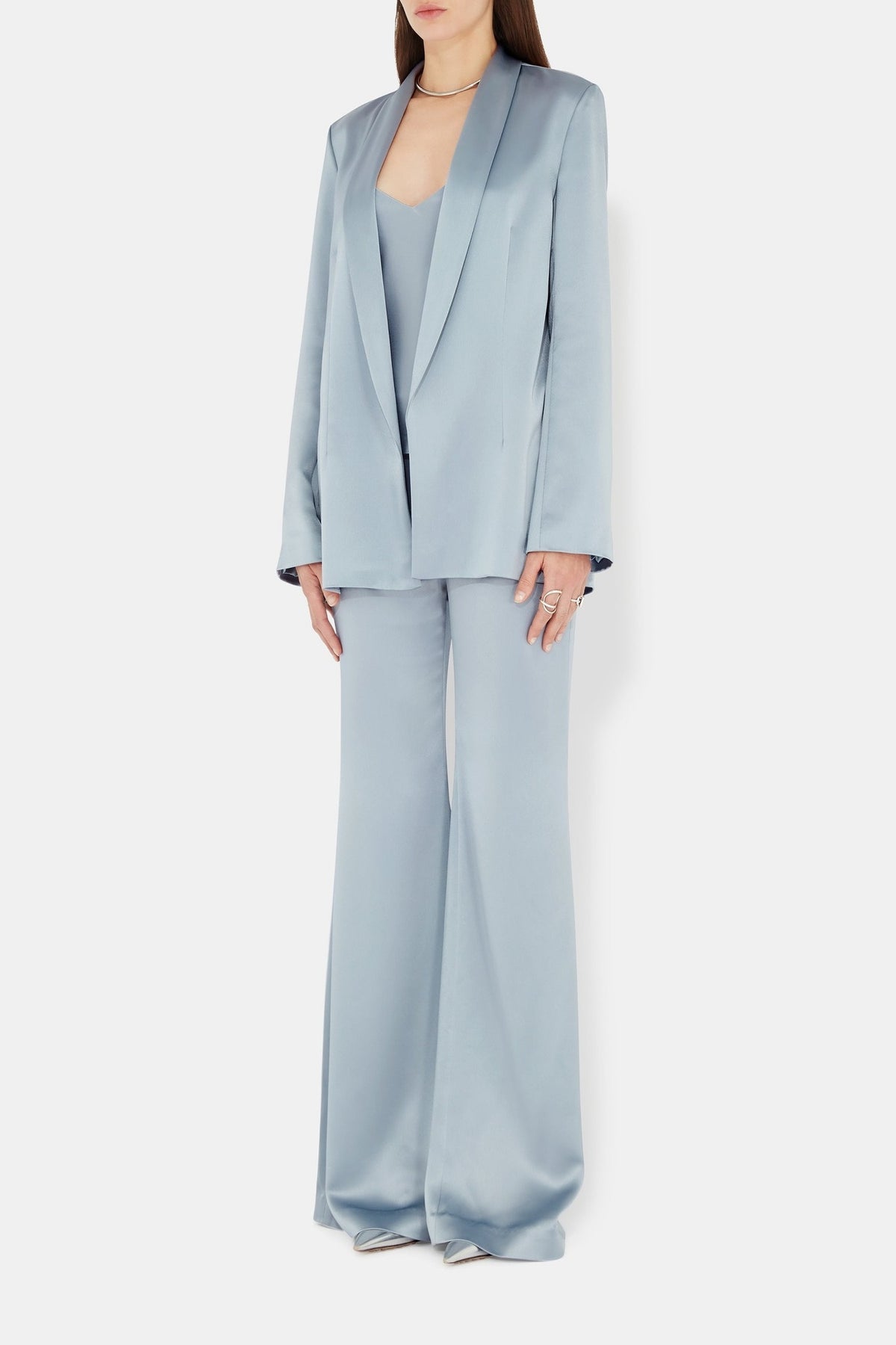 Julianne Satin Blazer - Dove Blue