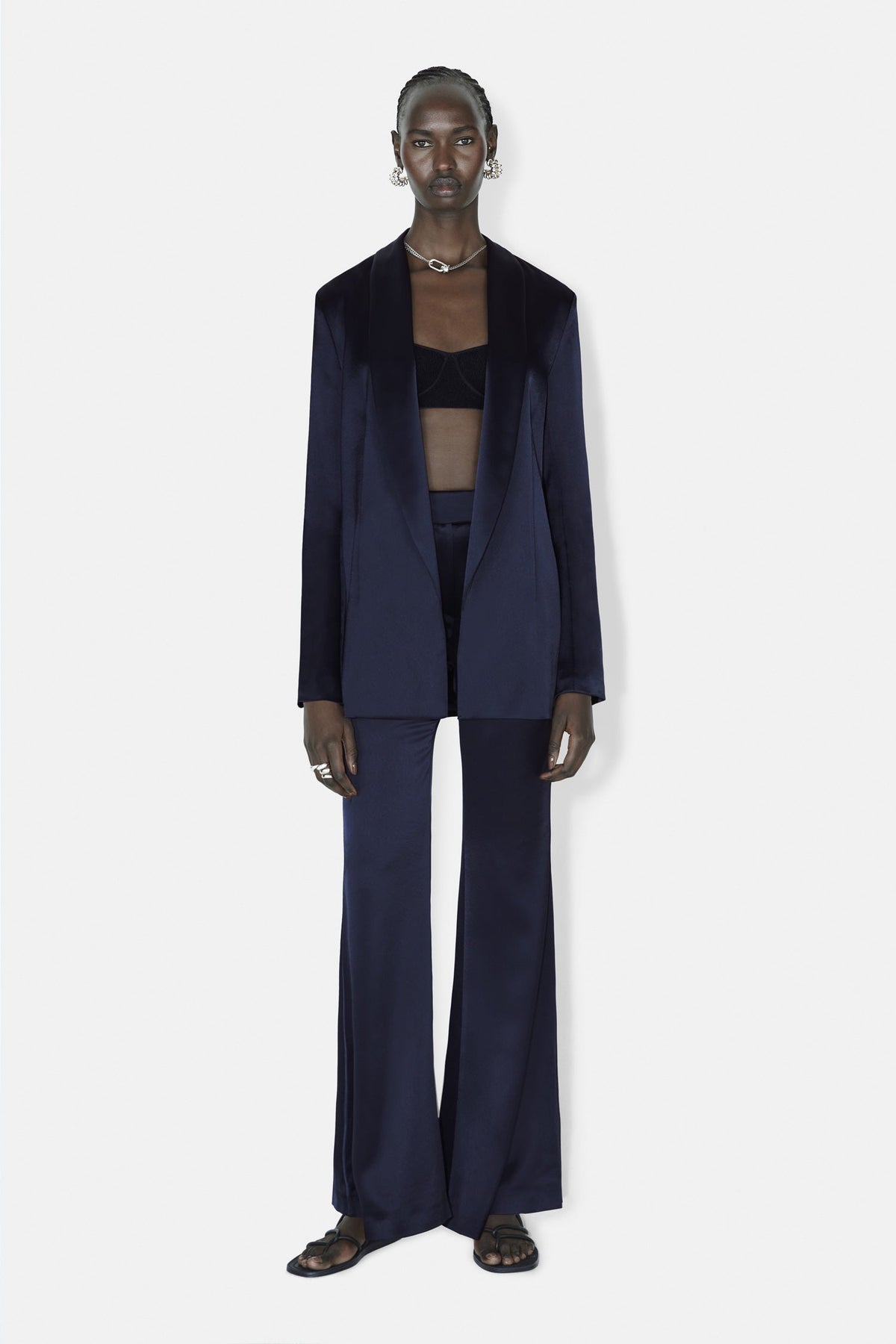 Julianne Satin Blazer - Midnight