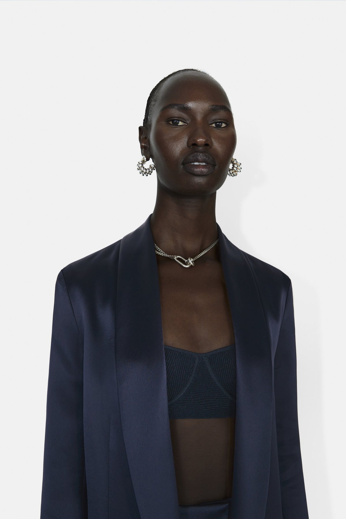 Julianne Satin Blazer - Midnight
