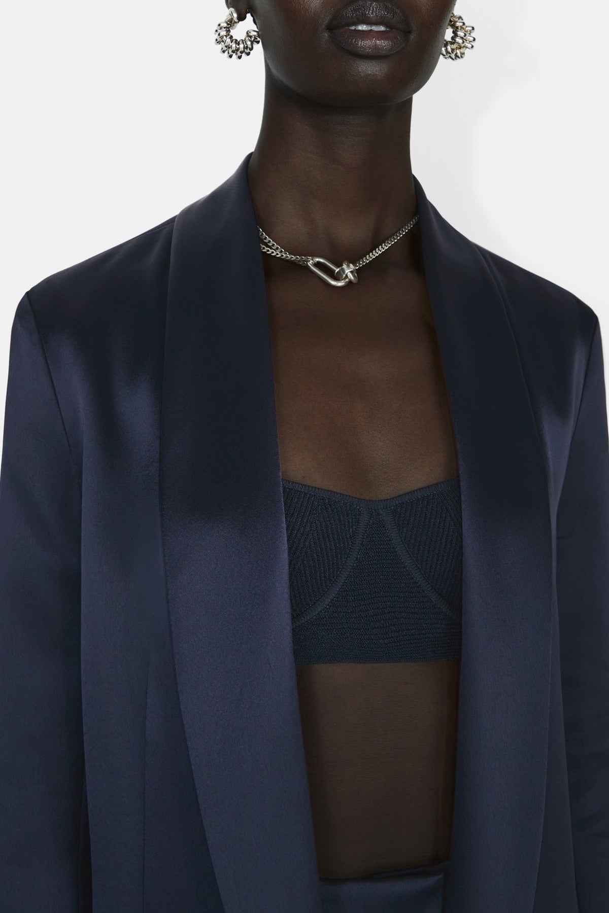 Julianne Satin Blazer - Midnight