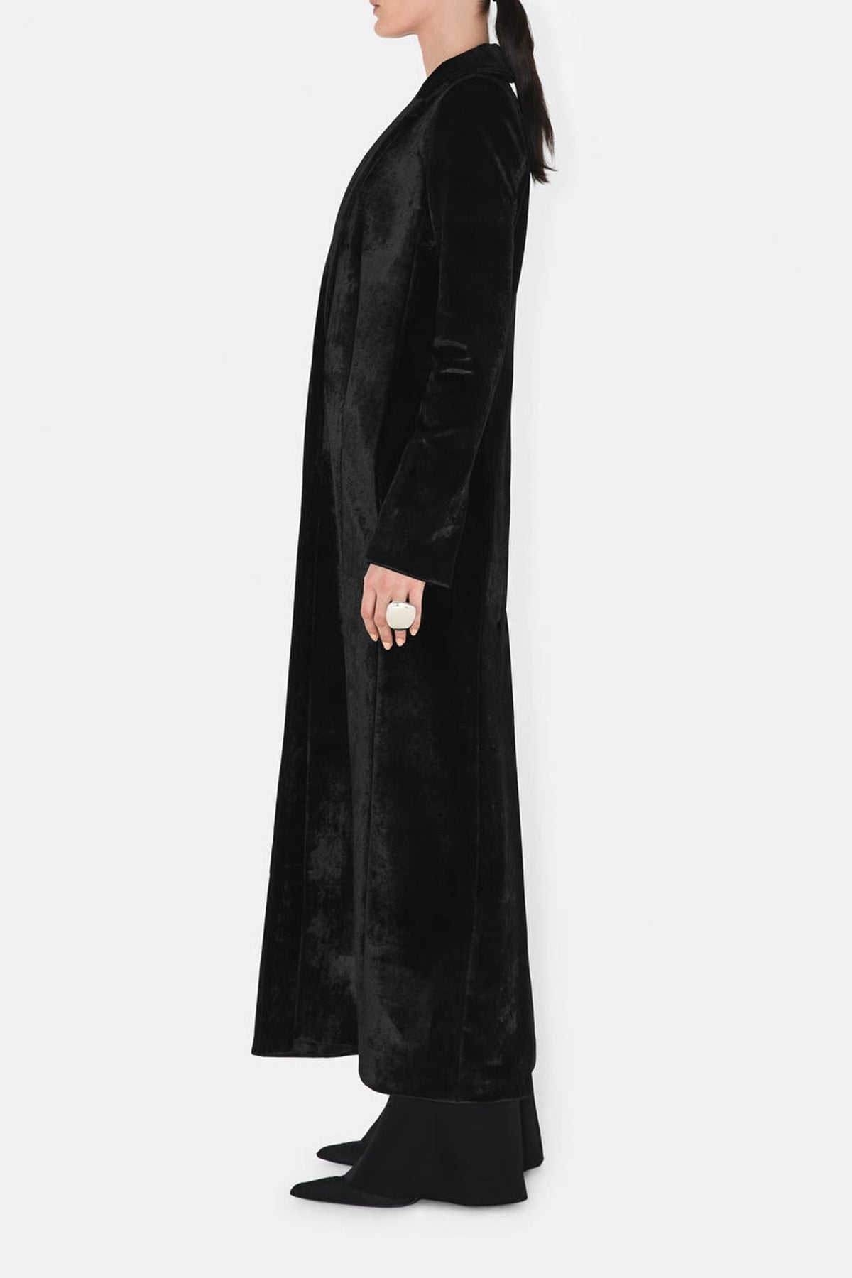 Sculpted Velvet Coat - Black
