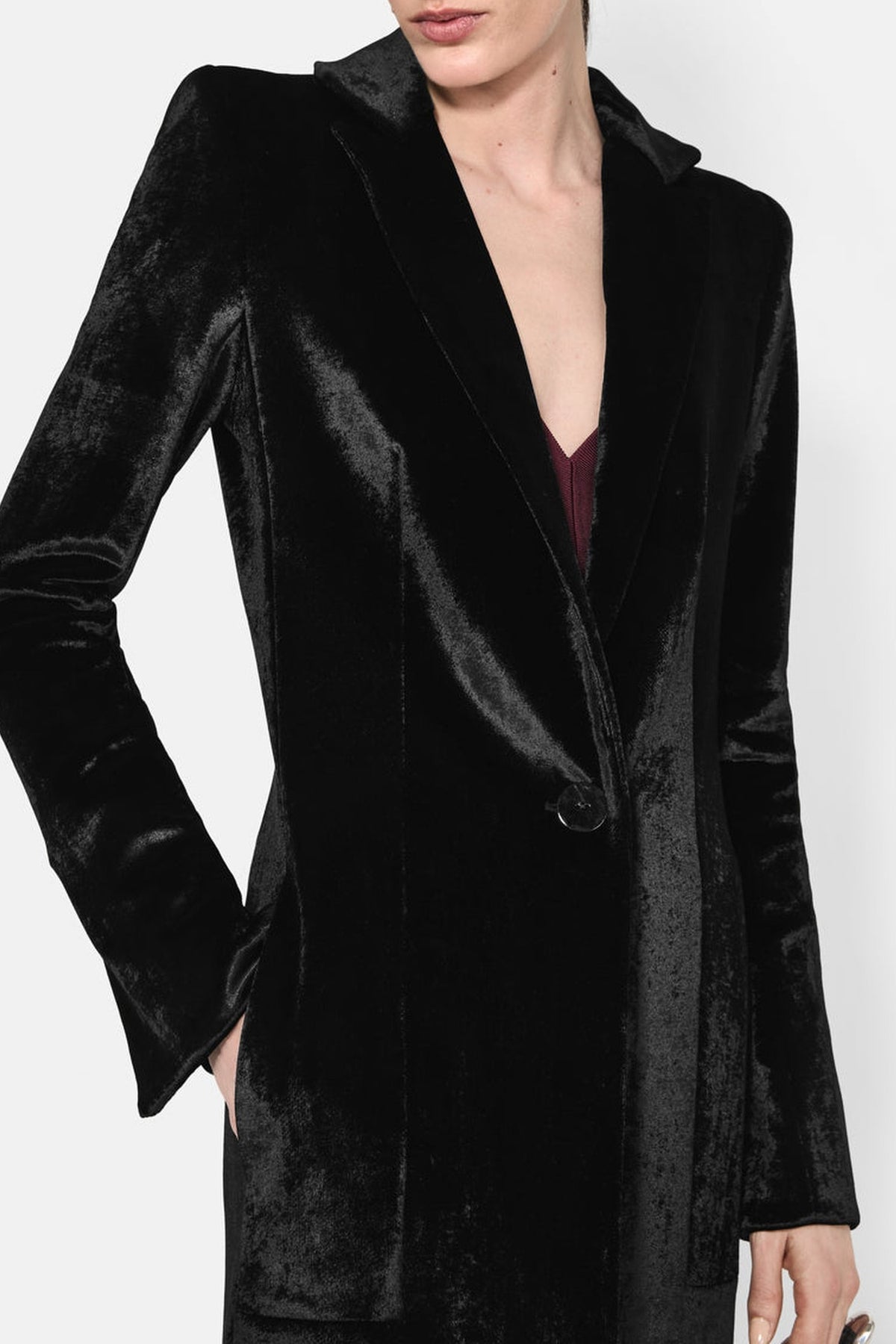 Sculpted Velvet Coat - Black