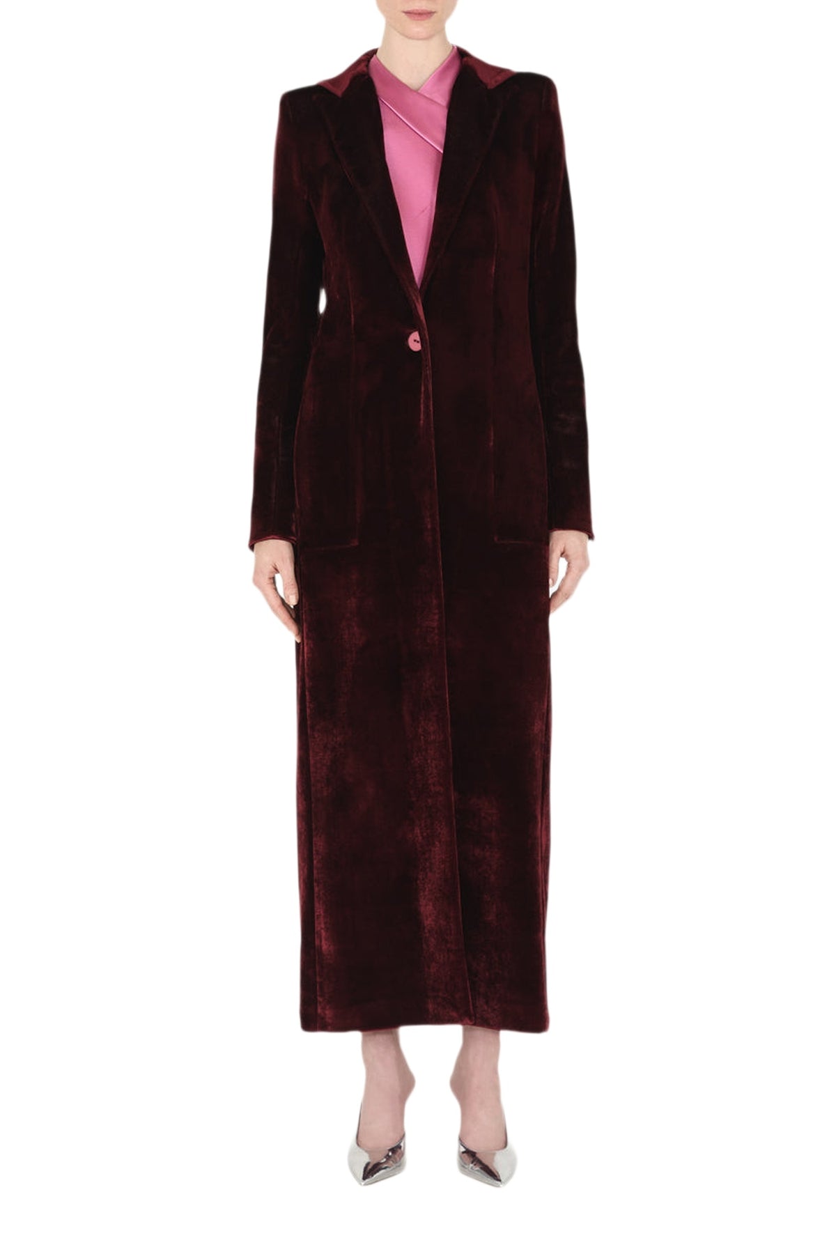 Sculpted Velvet Coat - Oxblood