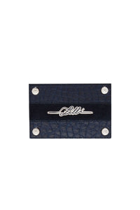 Manchette à détails métalliques en cuir exotique - Bleu