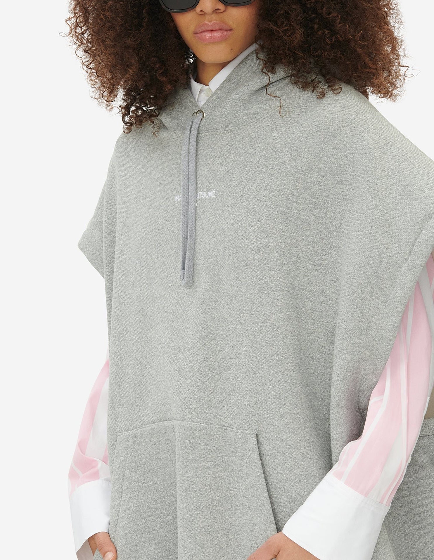 Sweat à capuche oversize à capuche sans manches - Light Grey Melange