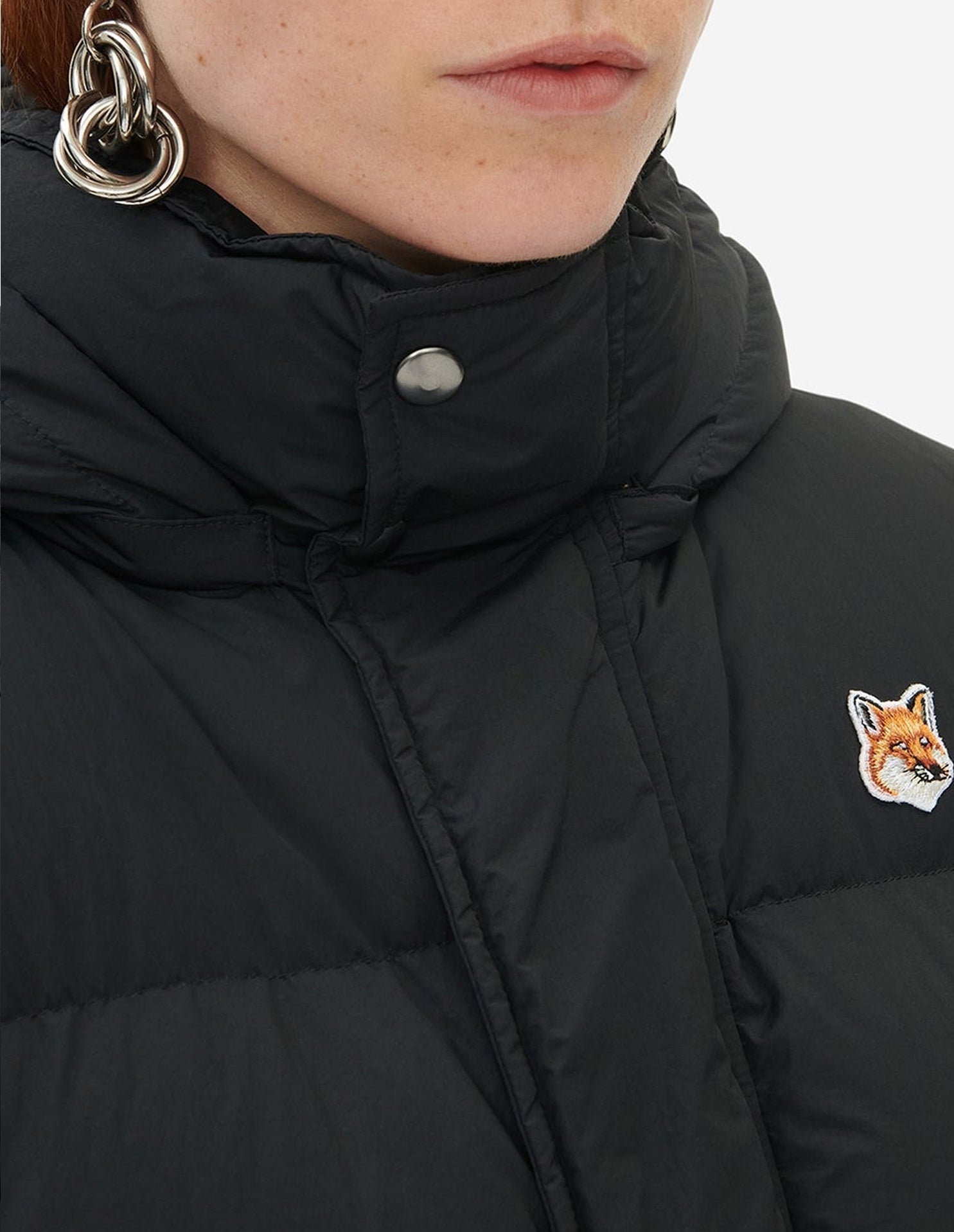 Hooded jacket with crest - Black