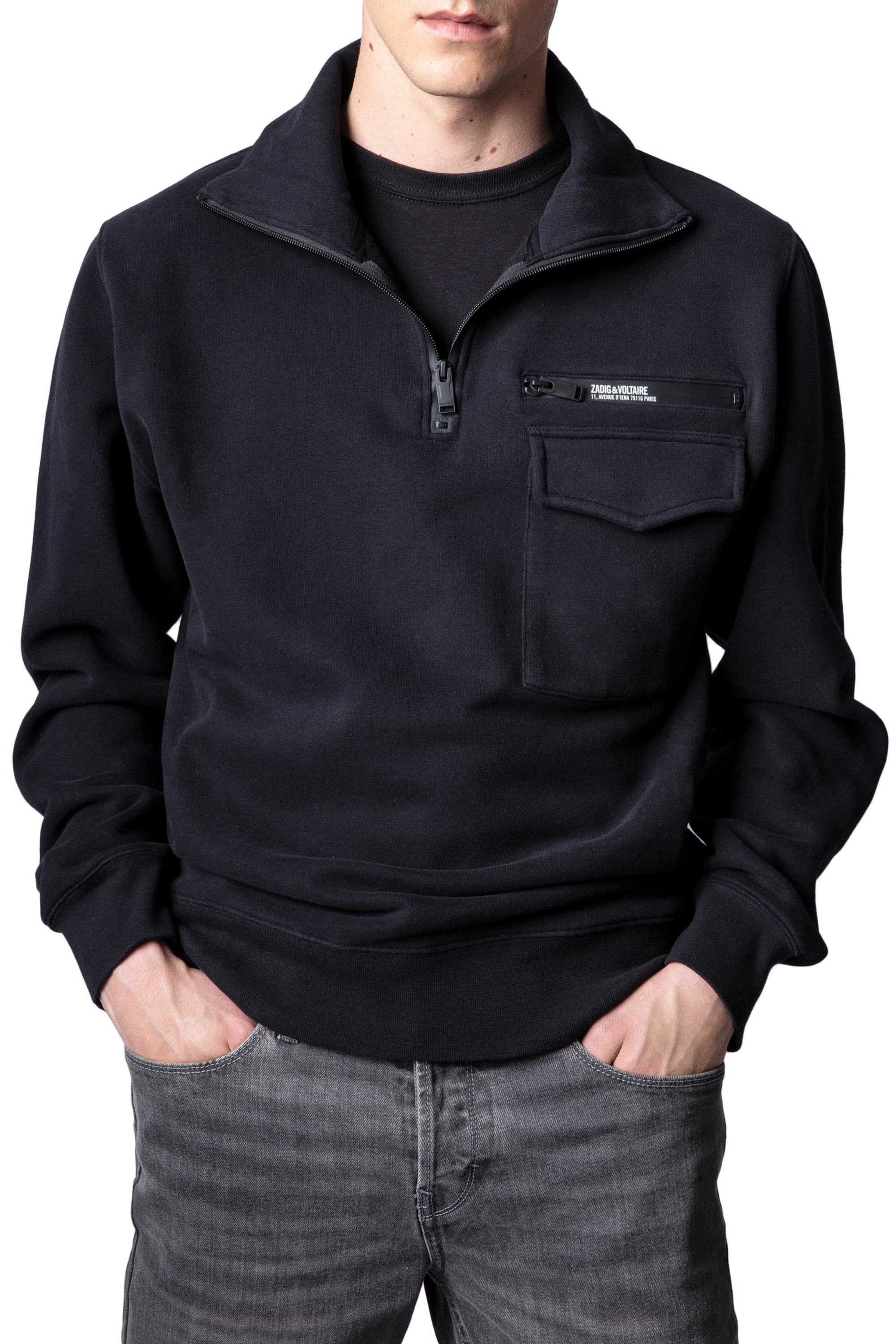 Sweat-shirt Samy avec logo brodé - Noir