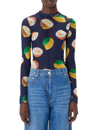 T-shirt à manches longues imprimé - Navy