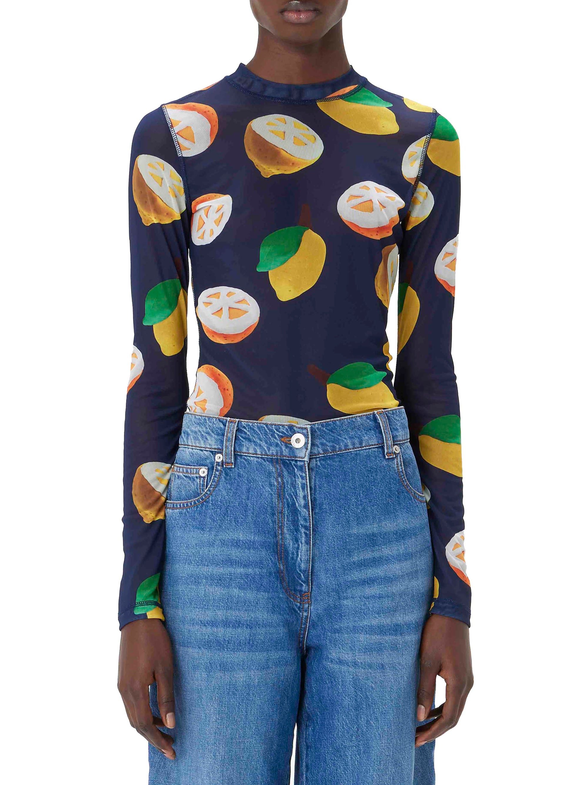 T-shirt à manches longues imprimé - Navy