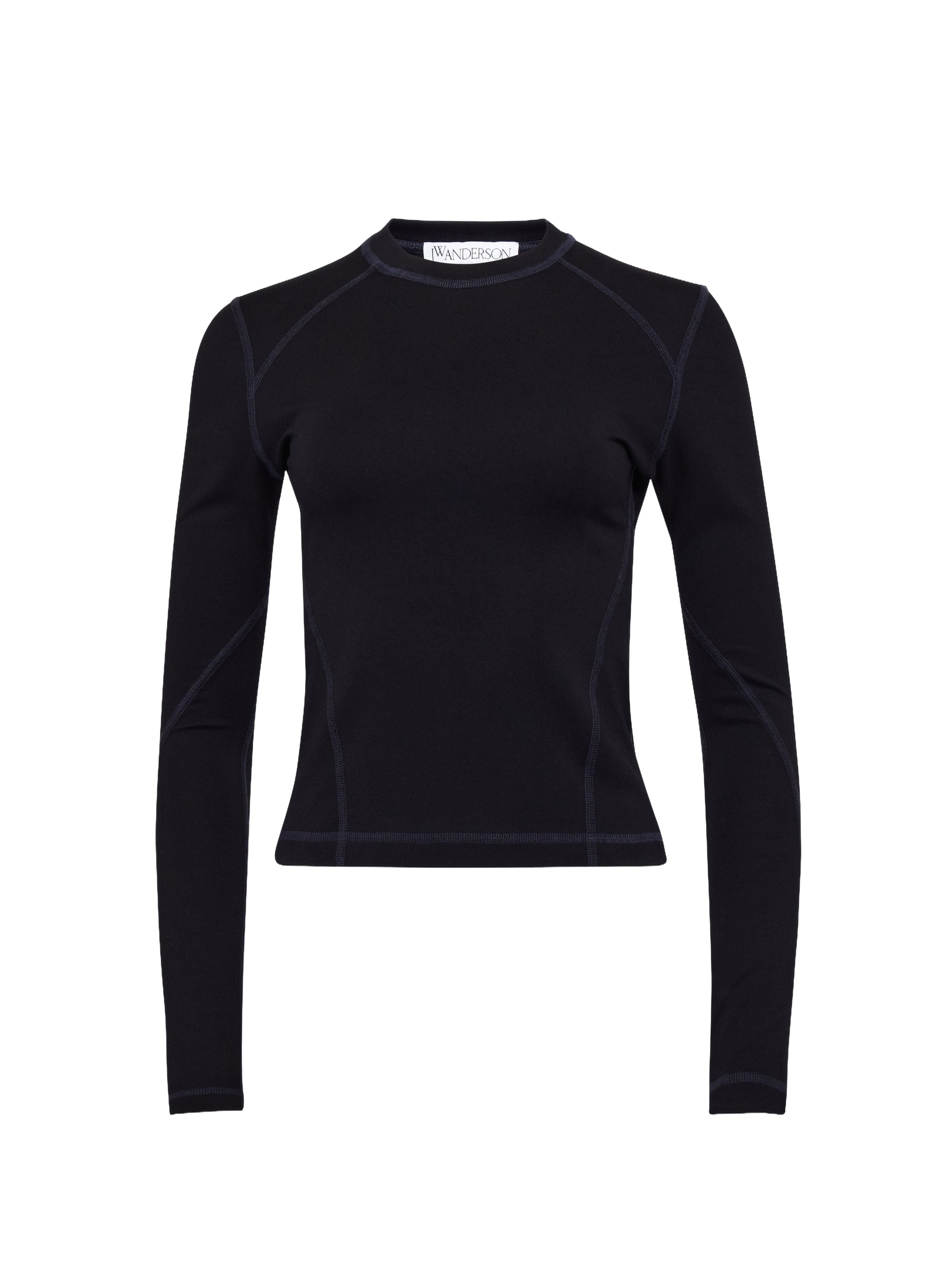 T-shirt à manches longues et broderies ancres - Black
