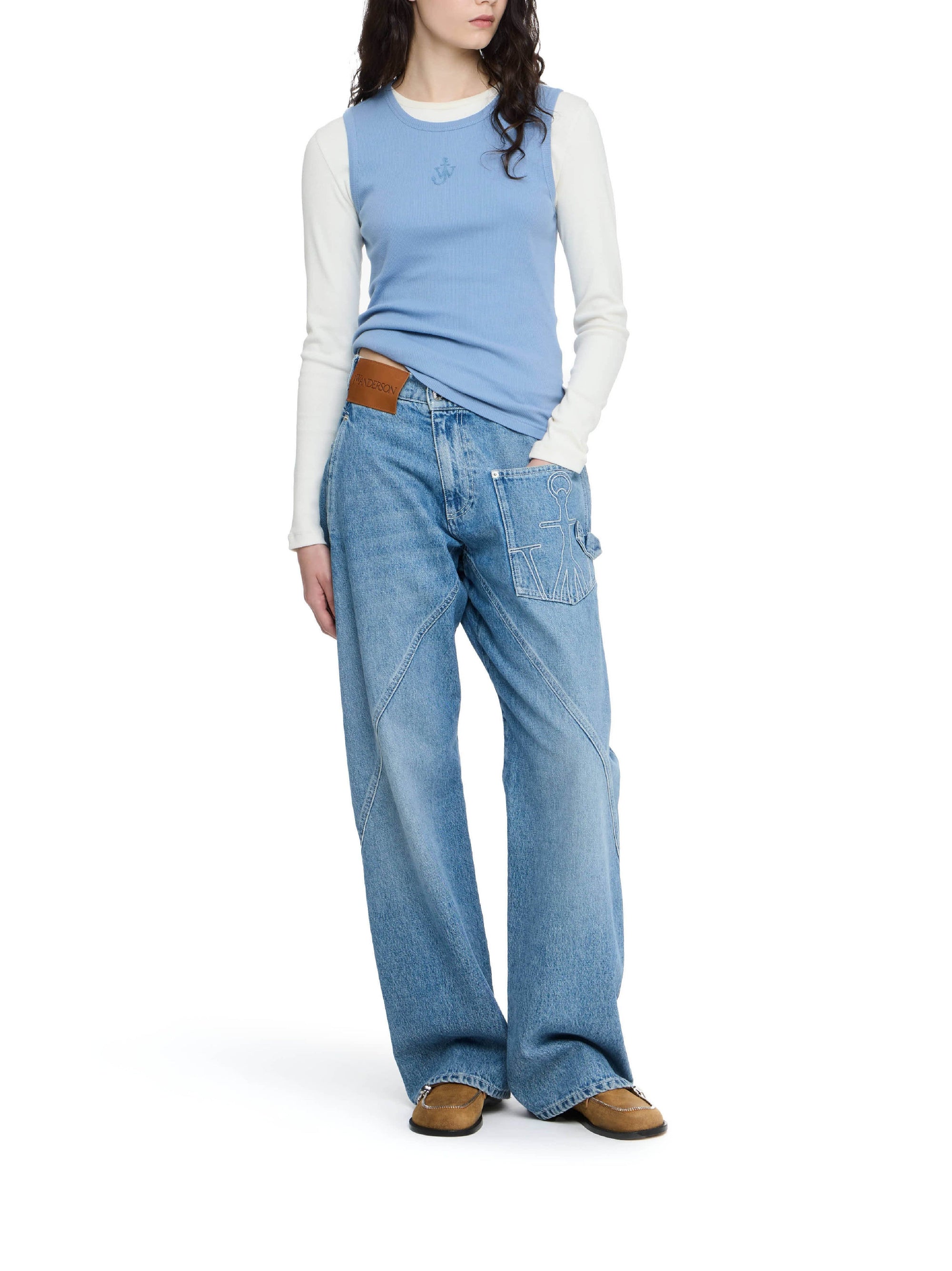 Débardeur à broderies ancres - Steel Blue