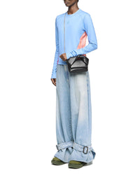 T-shirt à col rond et broderies ancres - Sky Blue & Multi