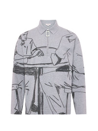 Polo de rugby à broderies ancres - Mid Grey Melange