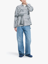 Polo De Rugby Imprimé - Mid Grey Melange