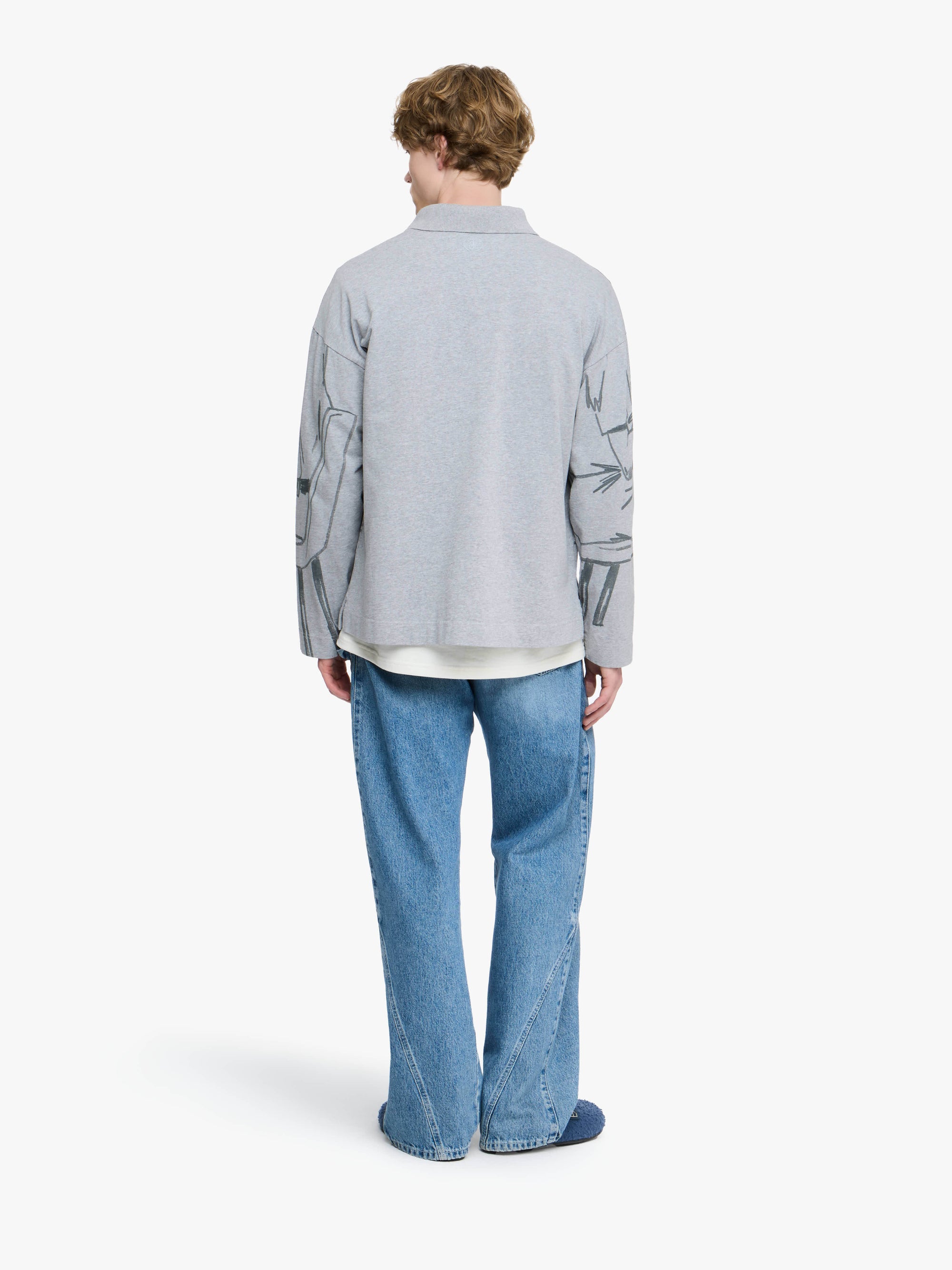 Polo De Rugby Imprimé - Mid Grey Melange