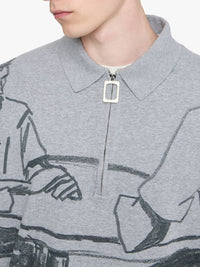 Polo De Rugby Imprimé - Mid Grey Melange