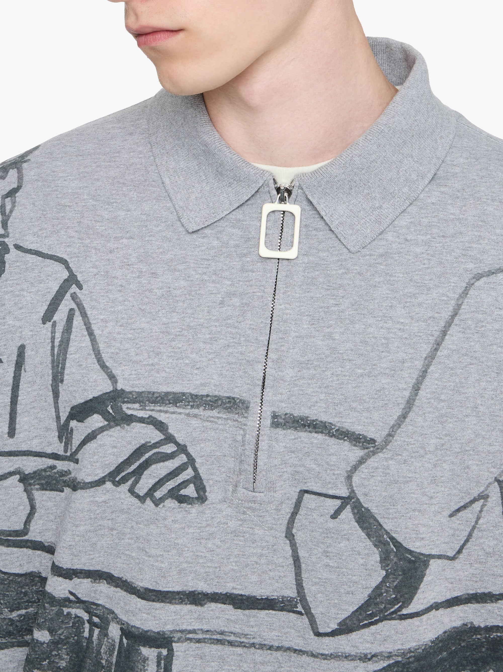 Polo De Rugby Imprimé - Mid Grey Melange