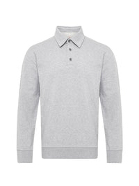 Rugby polo shirt with anchor embroidery - Mid Grey Melange