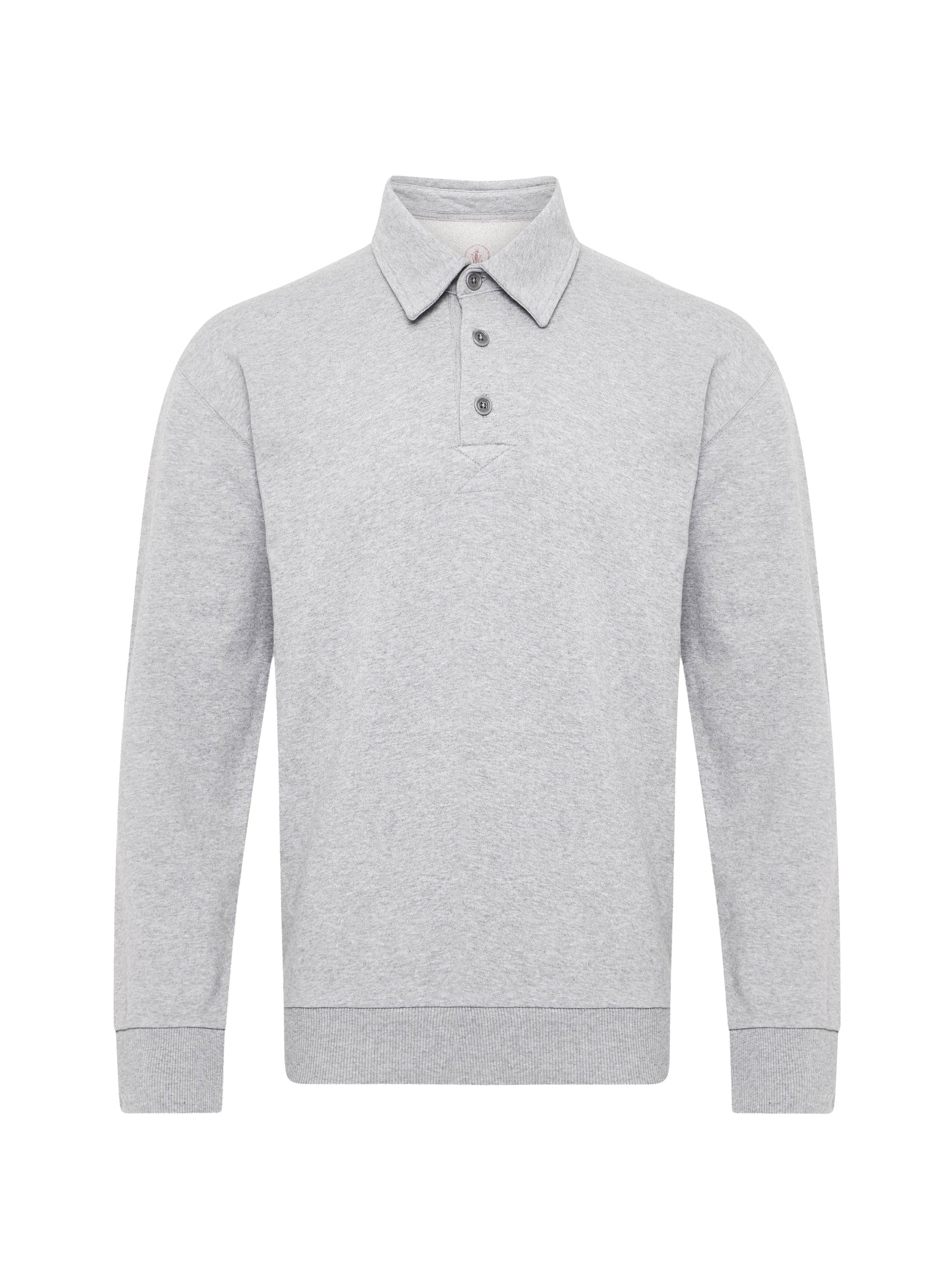 Rugby polo shirt with anchor embroidery - Mid Grey Melange